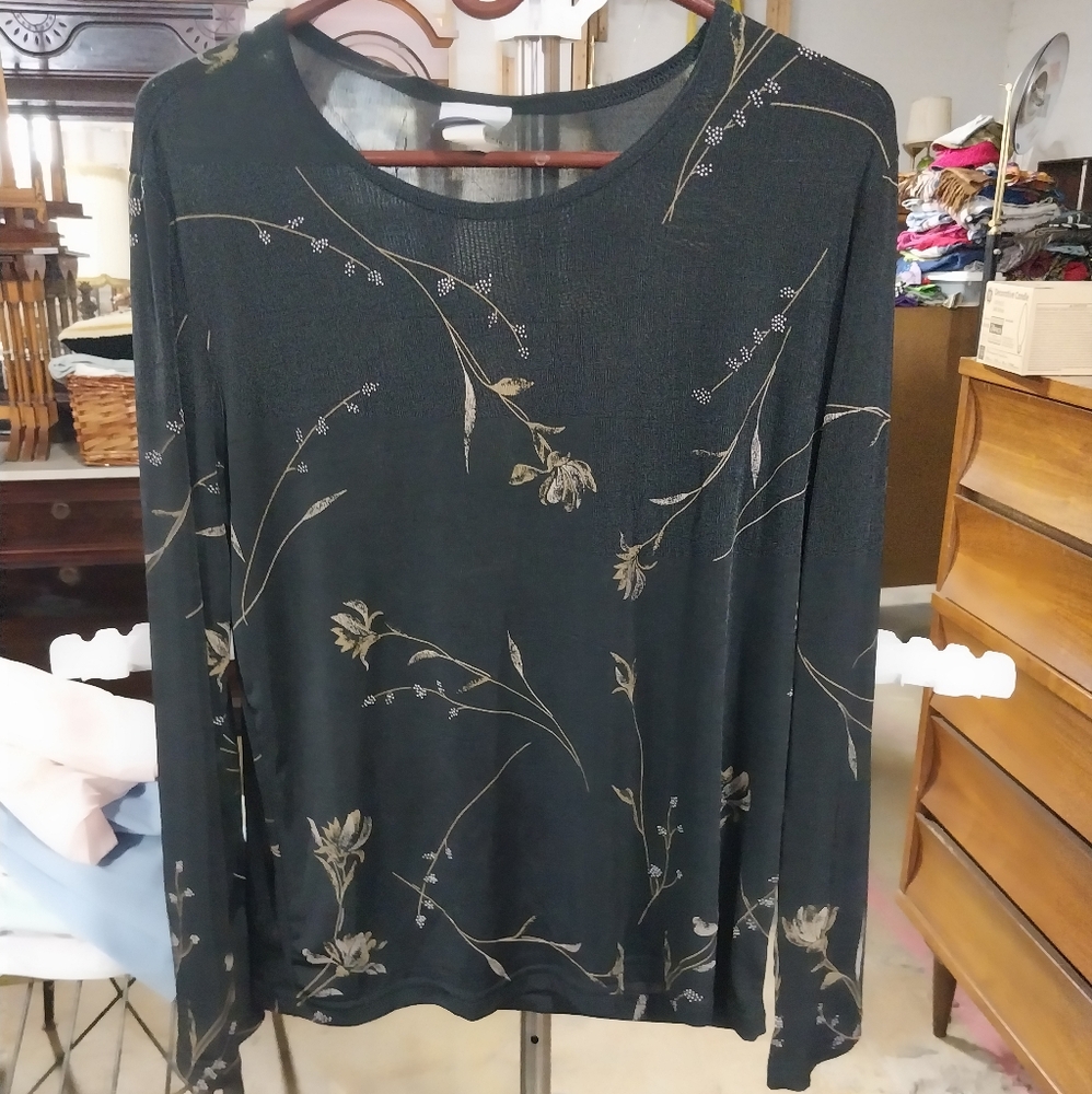 Pacific Palm Floral Long Sleeve Top